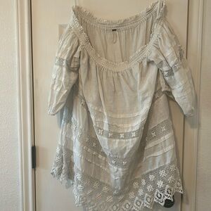 Free people off the shoulder white lace mini dress